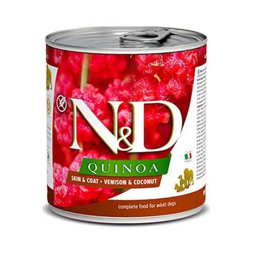 N&D Quinoa Skin&Coat Geyik ve Hindistan Cevizli Köpek Konservesi 285 gr