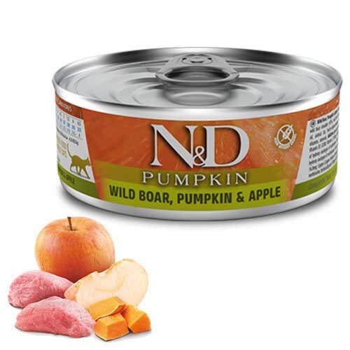 N&D Pumpkin Balkabaklı Yaban Domuzlu Elmalı Yetişkin Kedi Konservesi 70 gr