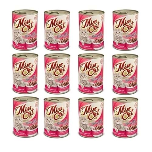 Miss Cat Sos Icinde Kuzu Eti Parça Taneli Kedi Konserve 400 gr. X 12 Adet