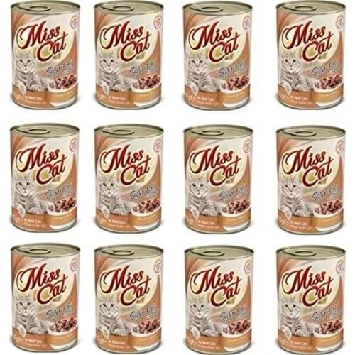 Miss Cat Sigir Etli Parça Etli Kedi Konserve 400 gr. X 12 Adet