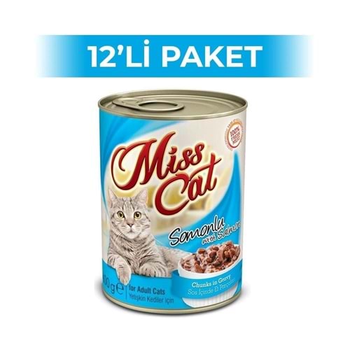 Miss Cat Somonlu Parça Taneli Kedi Konservesi 400 gr. X 12 Adet