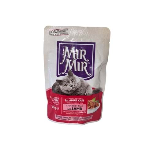 MırMır Kuzu Etli Sos içerisinde Parça Etli Kedi Yaş Mama 85 gr.