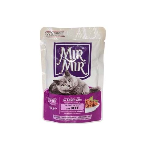 MırMır Sığır Etli Sos içerisinde Parça Etli Kedi Yaş Mama 85 gr.