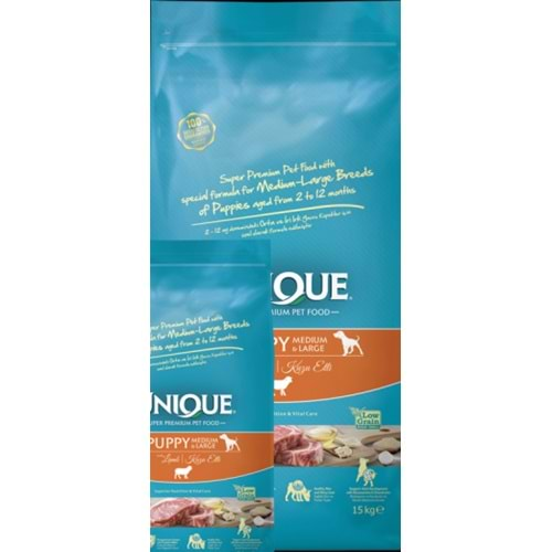 Unique Kuzu Etli 15 kg Orta ve İri Irk Yavru Köpek Maması