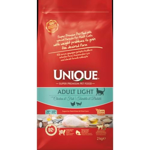 Unique 2 kg Tavuklu Balıklı Yetişkin Light Kedi Maması