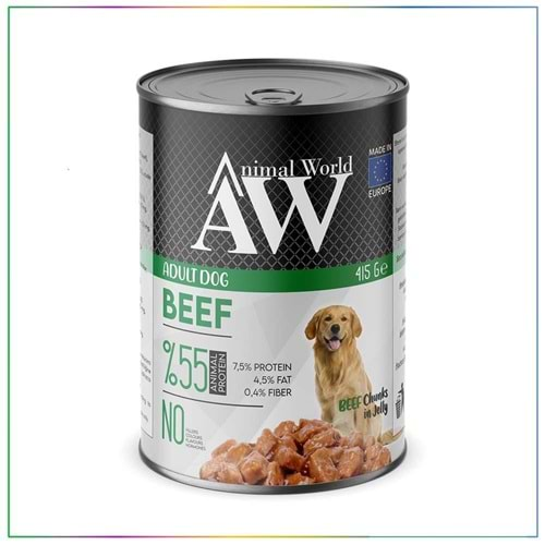 Animal World Chucks in Jelly Beef Biftek Etli Köpek Yaş Maması 415 Gr