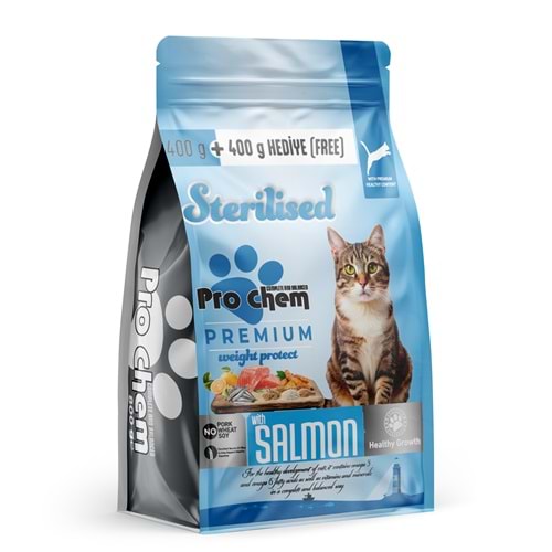 Pro Chem Somonlu Kısırlaştırılmış Kedi Maması 400+400 GR.