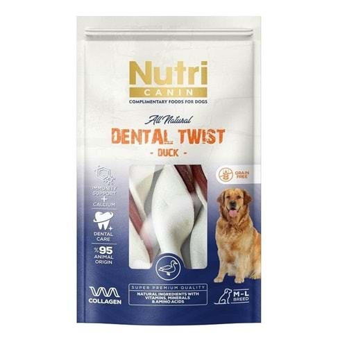 Nutri Canin Dental Twist Ördekli Köpek Ödülü M/L 120 Gr