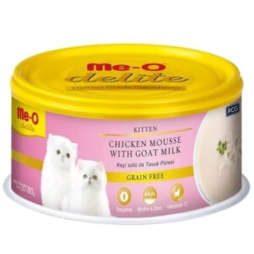 Me-O Delite Tavuk Püresi ve Keçi Sütlü Yavru Kedi Konservesi 80gr