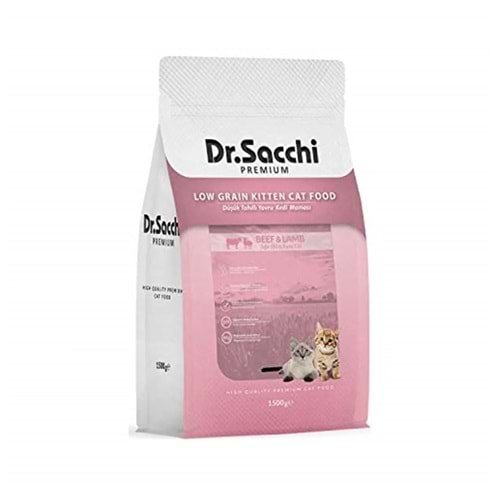 Dr.sacchi Premium Kuru Kedi Maması, Karışık, Düşük Tahıllı, Yavru Kedi, 1.5 Kg