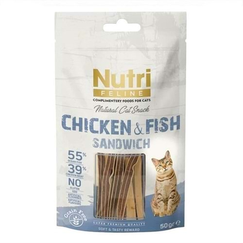 NUTRI FELINE CHICKEN & FISH KEDİ ÖDÜL MAMASI 50 GR