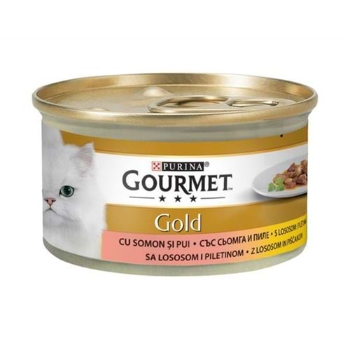 Gourmet Gold Somon ve Tavuklu Yetişkin Kedi Konservesi 85 gr