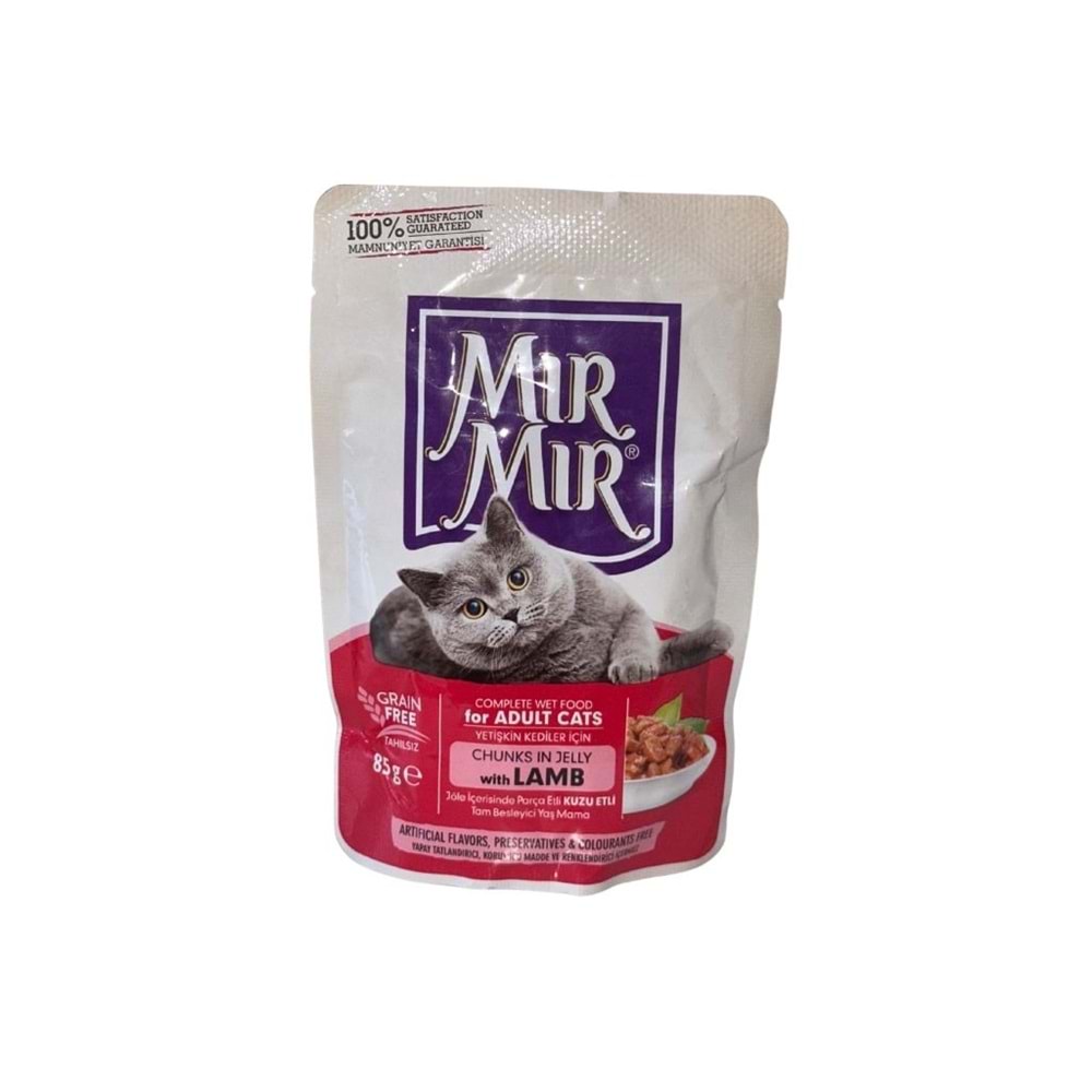 MırMır Kuzu Etli Sos içerisinde Parça Etli Kedi Yaş Mama 85 gr.