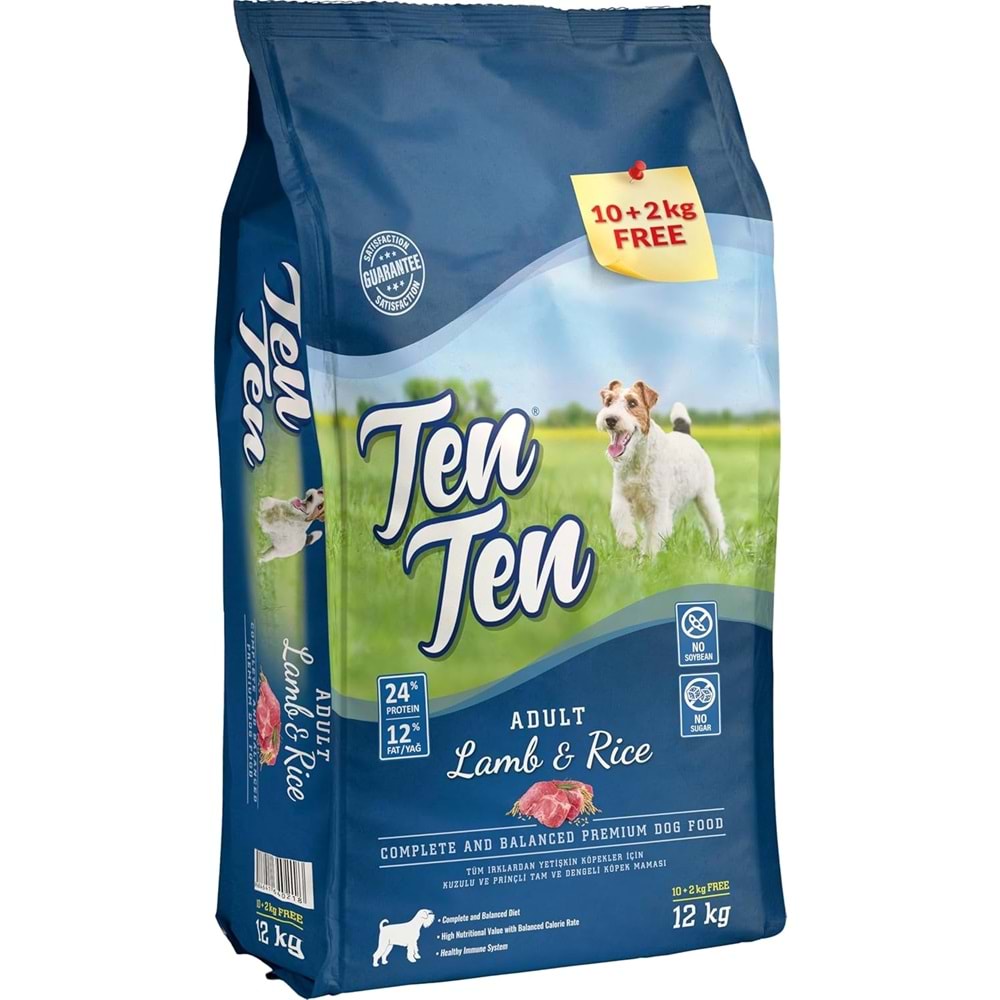 Tenten Kuzu Etli ve Pirinçli Yetişkin Köpek Maması 12 kg