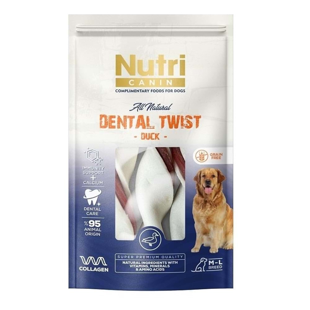 Nutri Canin Dental Twist Ördekli Köpek Ödülü M/L 120 Gr